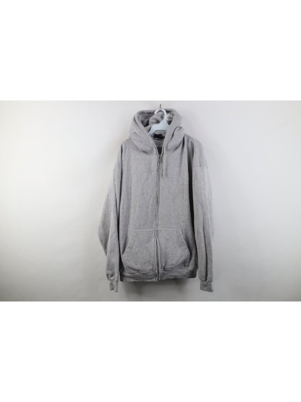 Vintage 90s Streetwear Mens XL Blank Full Zip Hoodie Sweatshirt Heather Gray